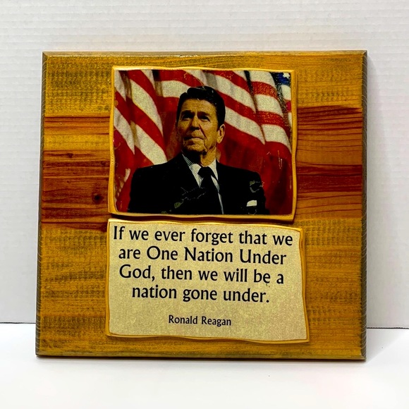 Decor | Ronald Reagan Wooden Plaque | Wall Art | History | Handmade | Vintage - Picture 1 of 9